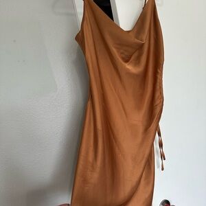 Kittenish Backless Tan Dress